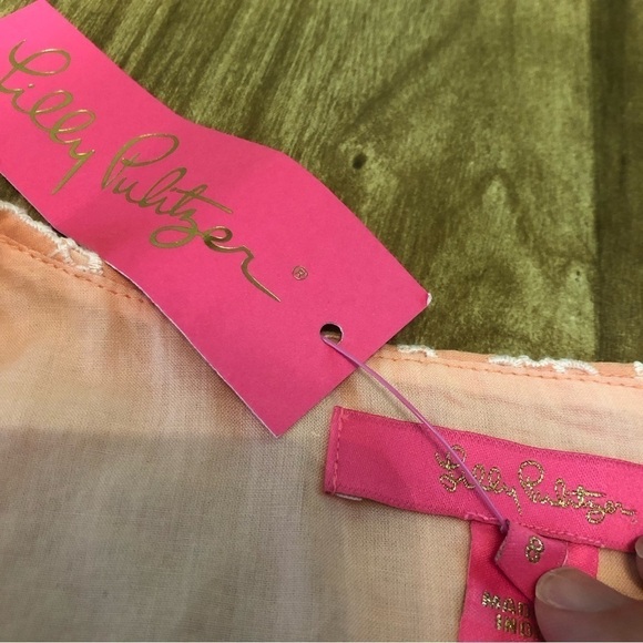 NWT $158 USD Lilly Pulitzer Keila Eyelet Top Peach Hyacinth Size 8 Floral Eyelet - Picture 4 of 10
